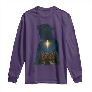 Jesus Christian Christmas Long Sleeve Shirt Christian Saints Praying Under The Star of Bethlehem TS14 Purple Print Your Wear