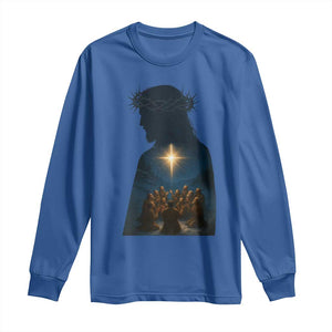 Jesus Christian Christmas Long Sleeve Shirt Christian Saints Praying Under The Star of Bethlehem TS14 Royal Blue Print Your Wear