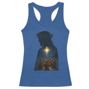 Jesus Christian Christmas Racerback Tank Top Christian Saints Praying Under The Star of Bethlehem TS14 Royal Blue Print Your Wear
