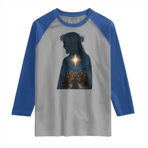Jesus Christian Christmas Raglan Shirt Christian Saints Praying Under The Star of Bethlehem TS14 Sport Gray Royal Print Your Wear