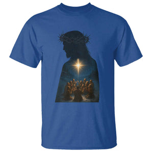 Jesus Christian Christmas T Shirt Christian Saints Praying Under The Star of Bethlehem TS14 Royal Blue Print Your Wear
