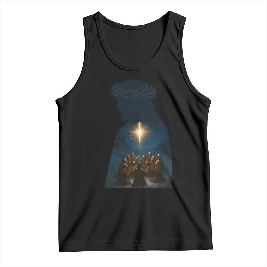 Jesus Christian Christmas Tank Top Christian Saints Praying Under The Star of Bethlehem TS14 Black Print Your Wear