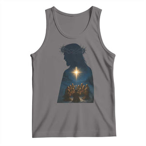 Jesus Christian Christmas Tank Top Christian Saints Praying Under The Star of Bethlehem TS14 Deep Heather Print Your Wear