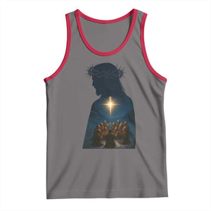 Jesus Christian Christmas Tank Top Christian Saints Praying Under The Star of Bethlehem TS14 Deep Heather Red Print Your Wear