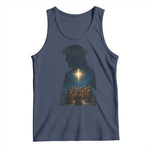 Jesus Christian Christmas Tank Top Christian Saints Praying Under The Star of Bethlehem TS14 Navy Print Your Wear