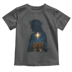Jesus Christian Christmas Toddler T Shirt Christian Saints Praying Under The Star of Bethlehem TS14 Dark Heather Print Your Wear