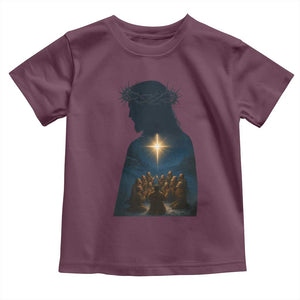 Jesus Christian Christmas Toddler T Shirt Christian Saints Praying Under The Star of Bethlehem TS14 Maroon Print Your Wear