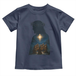 Jesus Christian Christmas Toddler T Shirt Christian Saints Praying Under The Star of Bethlehem TS14 Navy Print Your Wear