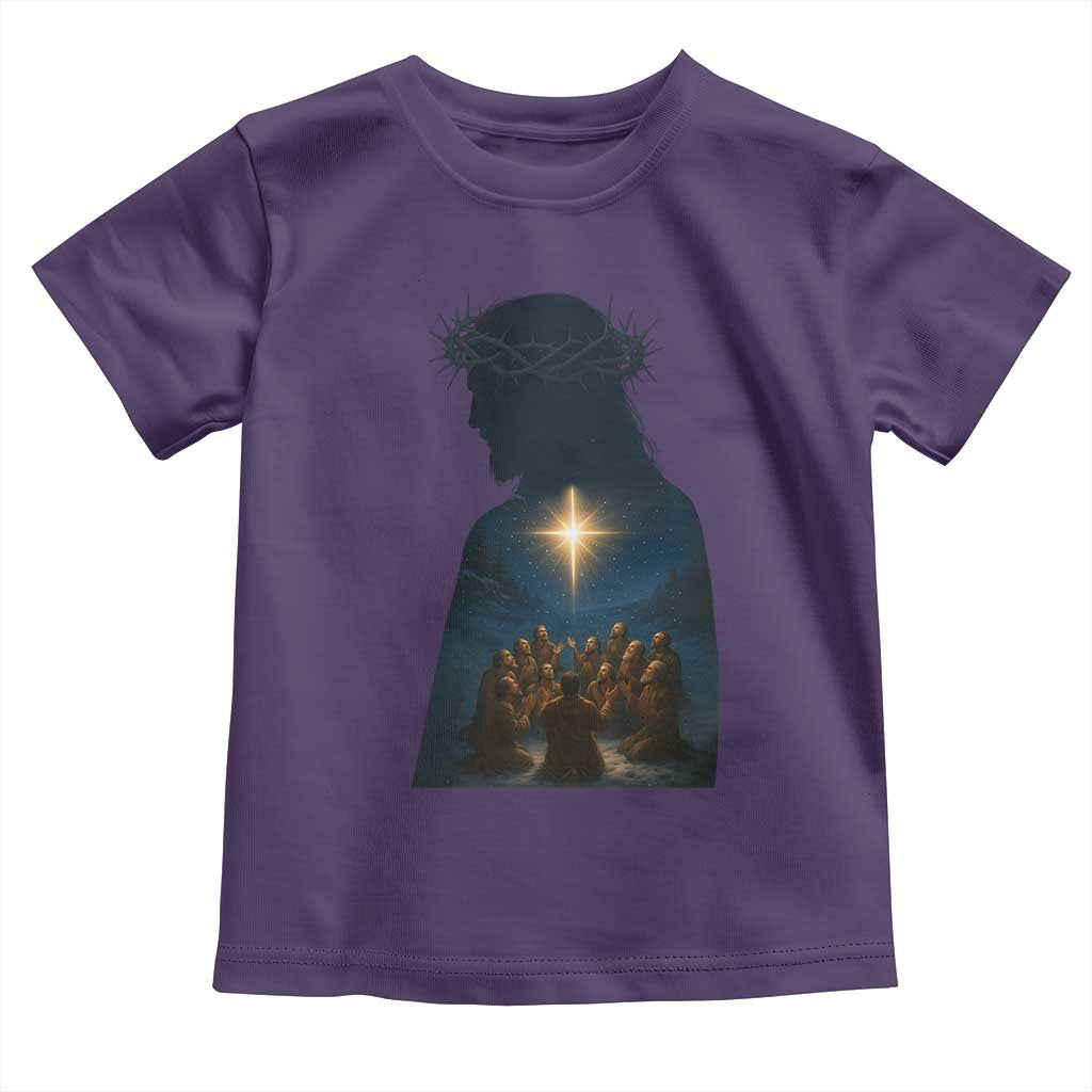 Jesus Christian Christmas Toddler T Shirt Christian Saints Praying Under The Star of Bethlehem TS14 Purple Print Your Wear