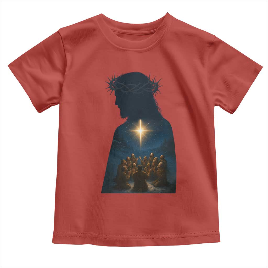 Jesus Christian Christmas Toddler T Shirt Christian Saints Praying Under The Star of Bethlehem TS14 Red Print Your Wear
