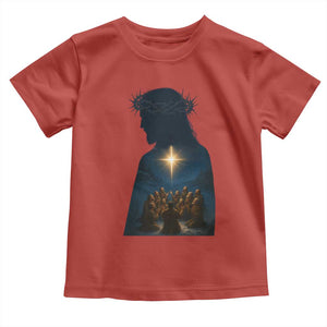 Jesus Christian Christmas Toddler T Shirt Christian Saints Praying Under The Star of Bethlehem TS14 Red Print Your Wear