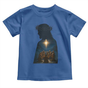 Jesus Christian Christmas Toddler T Shirt Christian Saints Praying Under The Star of Bethlehem TS14 Royal Blue Print Your Wear
