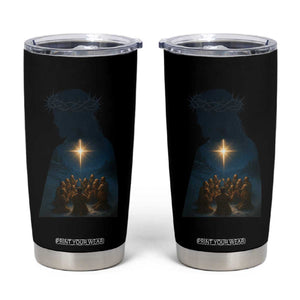 Jesus Christian Christmas Tumbler Cup Christian Saints Praying Under The Star of Bethlehem TS14 Black Print Your Wear