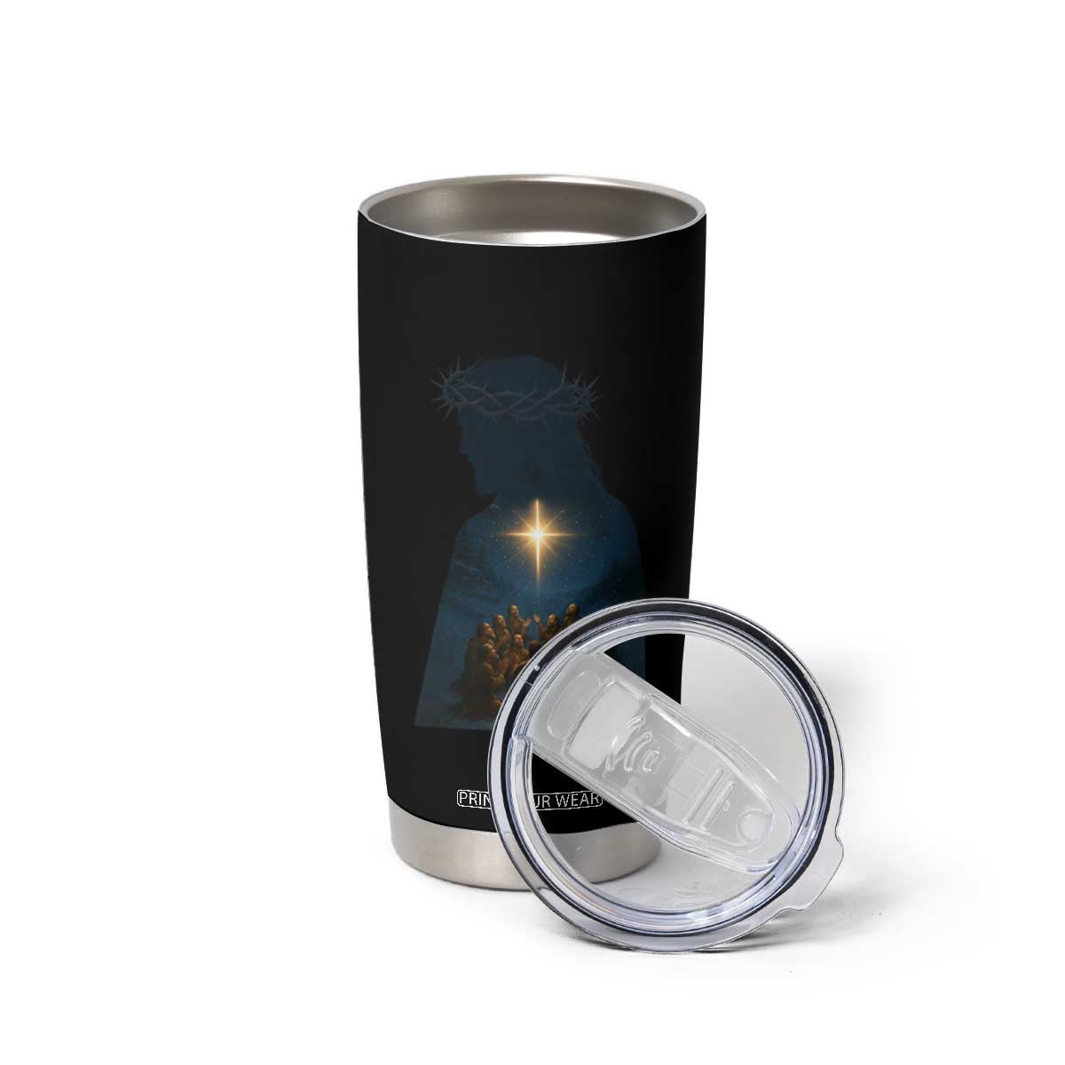 Jesus Christian Christmas Tumbler Cup Christian Saints Praying Under The Star of Bethlehem TS14 Print Your Wear