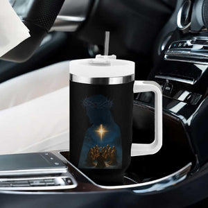 Jesus Christian Christmas Tumbler With Handle Christian Saints Praying Under The Star of Bethlehem TS14 Print Your Wear