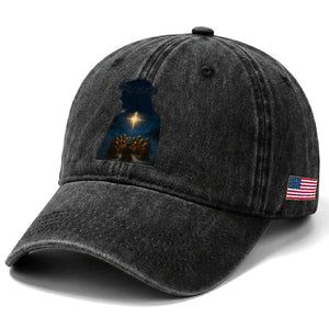 Jesus Christian Christmas Washed Cotton Baseball Cap Christian Saints Praying Under The Star of Bethlehem TS14 Print Your Wear