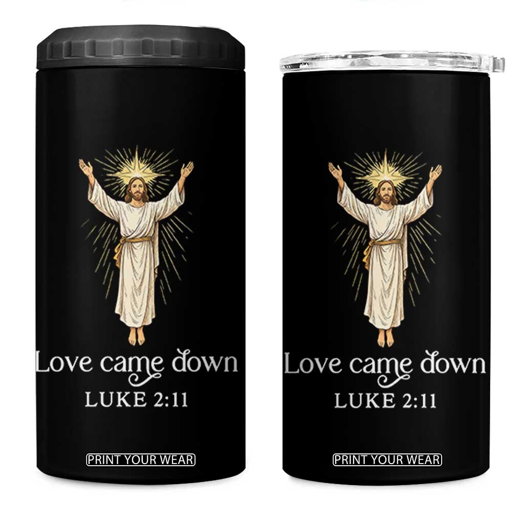 Nativity Scene Christmas 4 in 1 Can Cooler Tumbler Love Came Down Jesus Christian TS14 One Size: 16 oz Black Print Your Wear