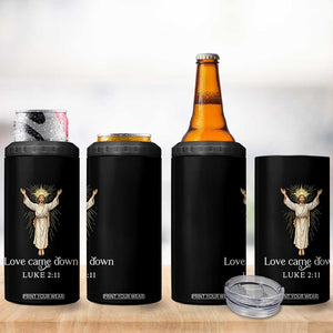 Nativity Scene Christmas 4 in 1 Can Cooler Tumbler Love Came Down Jesus Christian TS14 Print Your Wear