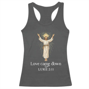 Nativity Scene Christmas Racerback Tank Top Love Came Down Jesus Christian TS14 Dark Heather Print Your Wear