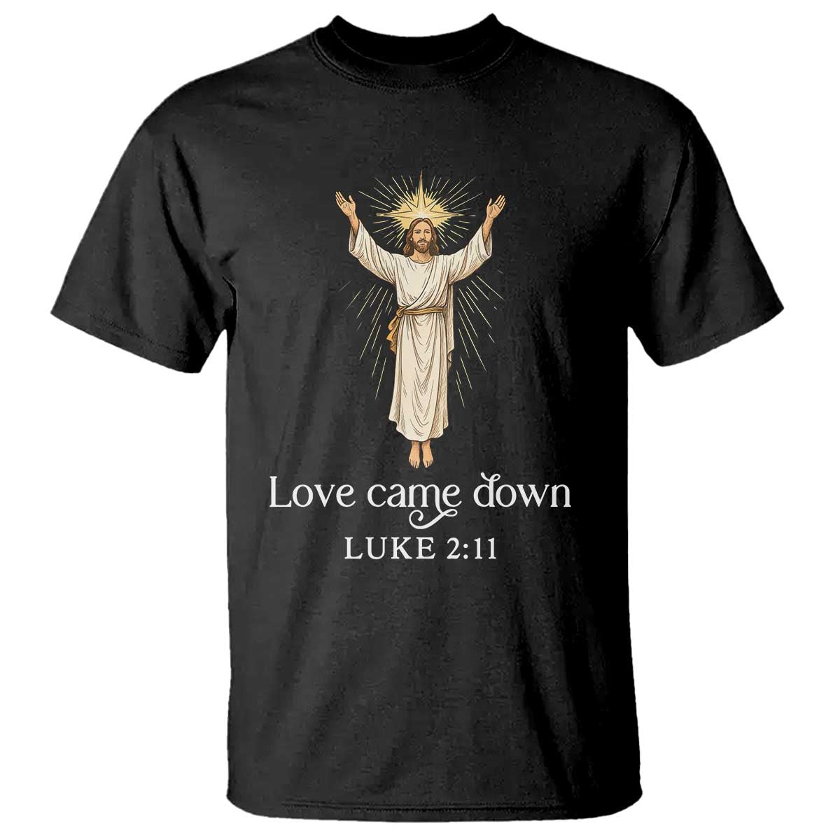 Nativity Scene Christmas T Shirt Love Came Down Jesus Christian TS14 Black Print Your Wear