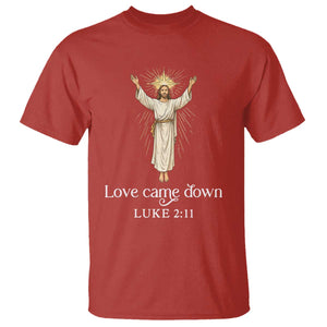 Nativity Scene Christmas T Shirt Love Came Down Jesus Christian TS14 Red Print Your Wear