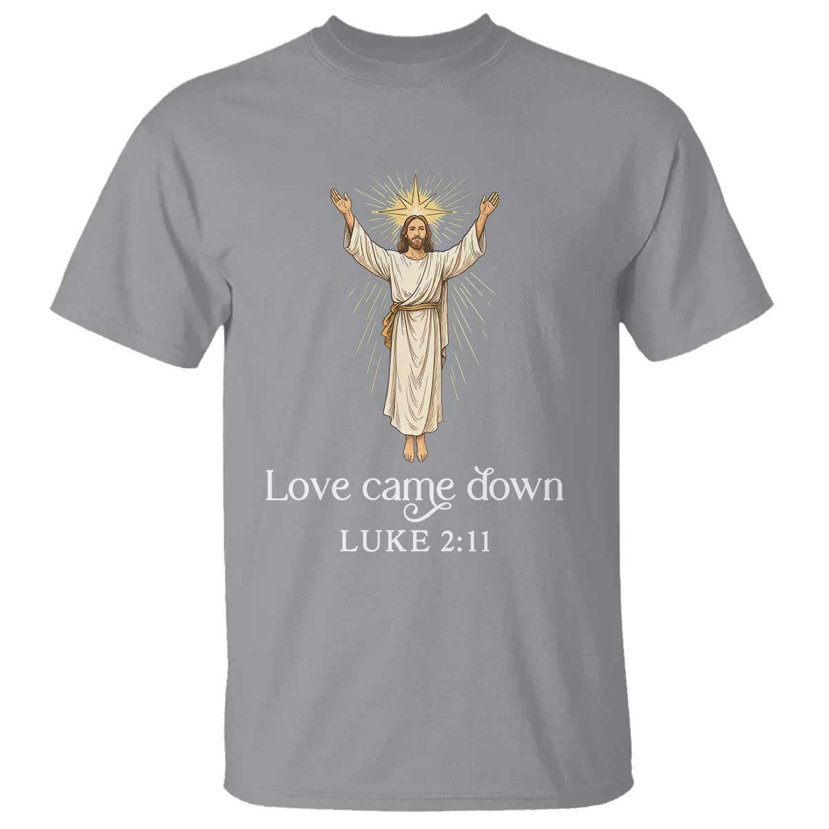 Nativity Scene Christmas T Shirt Love Came Down Jesus Christian TS14 Sport Gray Print Your Wear