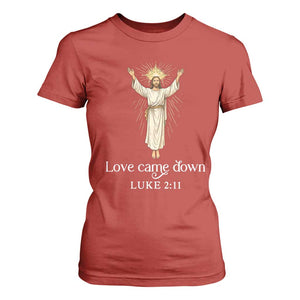 Nativity Scene Christmas T Shirt For Women Love Came Down Jesus Christian TS14 Red Print Your Wear