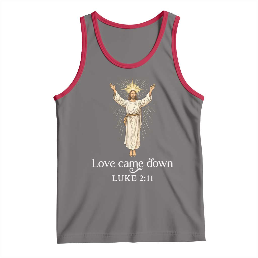Nativity Scene Christmas Tank Top Love Came Down Jesus Christian TS14 Deep Heather Red Print Your Wear