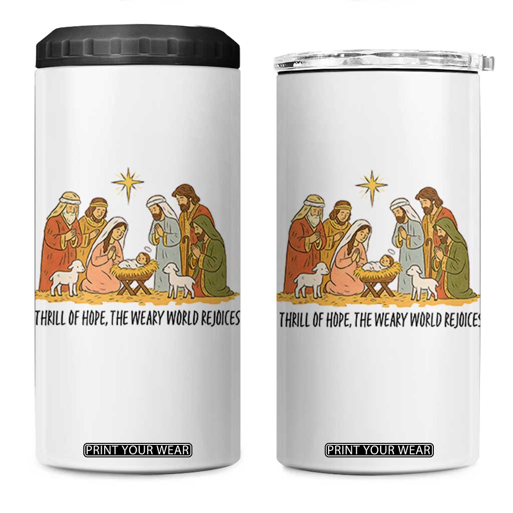Nativity Scene Christmas 4 in 1 Can Cooler Tumbler Baby Jesus Christian Faith TS14 One Size: 16 oz White Print Your Wear