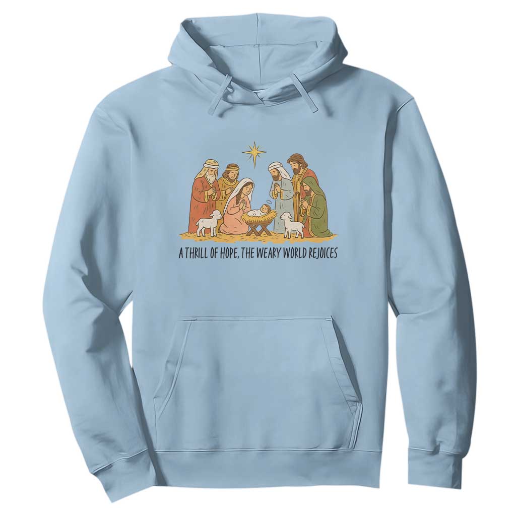 Nativity Scene Christmas Hoodie Baby Jesus Christian Faith TS14 Light Blue Print Your Wear