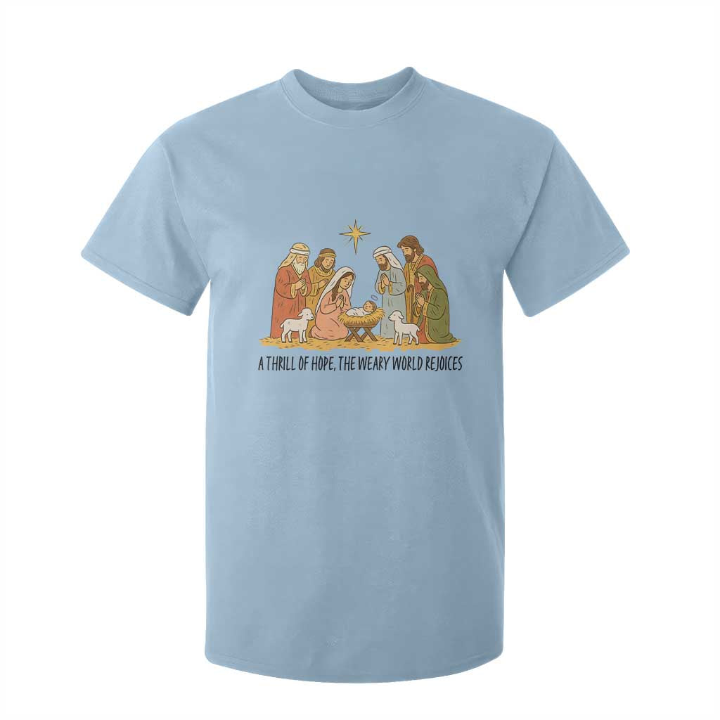 Nativity Scene Christmas T Shirt For Kid Baby Jesus Christian Faith TS14 Light Blue Print Your Wear