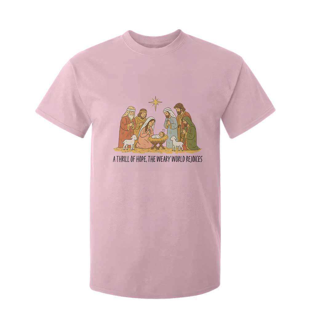 Nativity Scene Christmas T Shirt For Kid Baby Jesus Christian Faith TS14 Light Pink Print Your Wear
