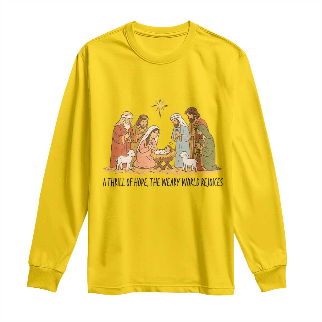 Nativity Scene Christmas Long Sleeve Shirt Baby Jesus Christian Faith TS14 Daisy Print Your Wear