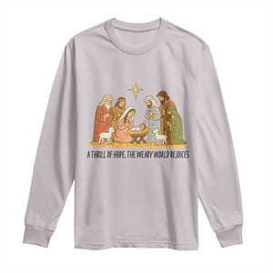 Nativity Scene Christmas Long Sleeve Shirt Baby Jesus Christian Faith TS14 Ice Gray Print Your Wear