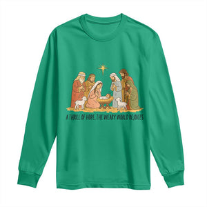 Nativity Scene Christmas Long Sleeve Shirt Baby Jesus Christian Faith TS14 Irish Green Print Your Wear