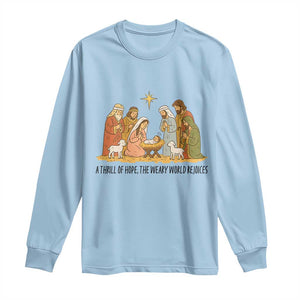 Nativity Scene Christmas Long Sleeve Shirt Baby Jesus Christian Faith TS14 Light Blue Print Your Wear