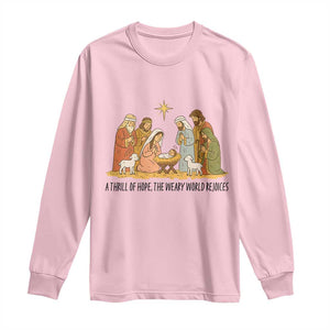Nativity Scene Christmas Long Sleeve Shirt Baby Jesus Christian Faith TS14 Light Pink Print Your Wear