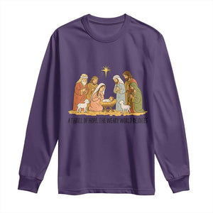 Nativity Scene Christmas Long Sleeve Shirt Baby Jesus Christian Faith TS14 Purple Print Your Wear