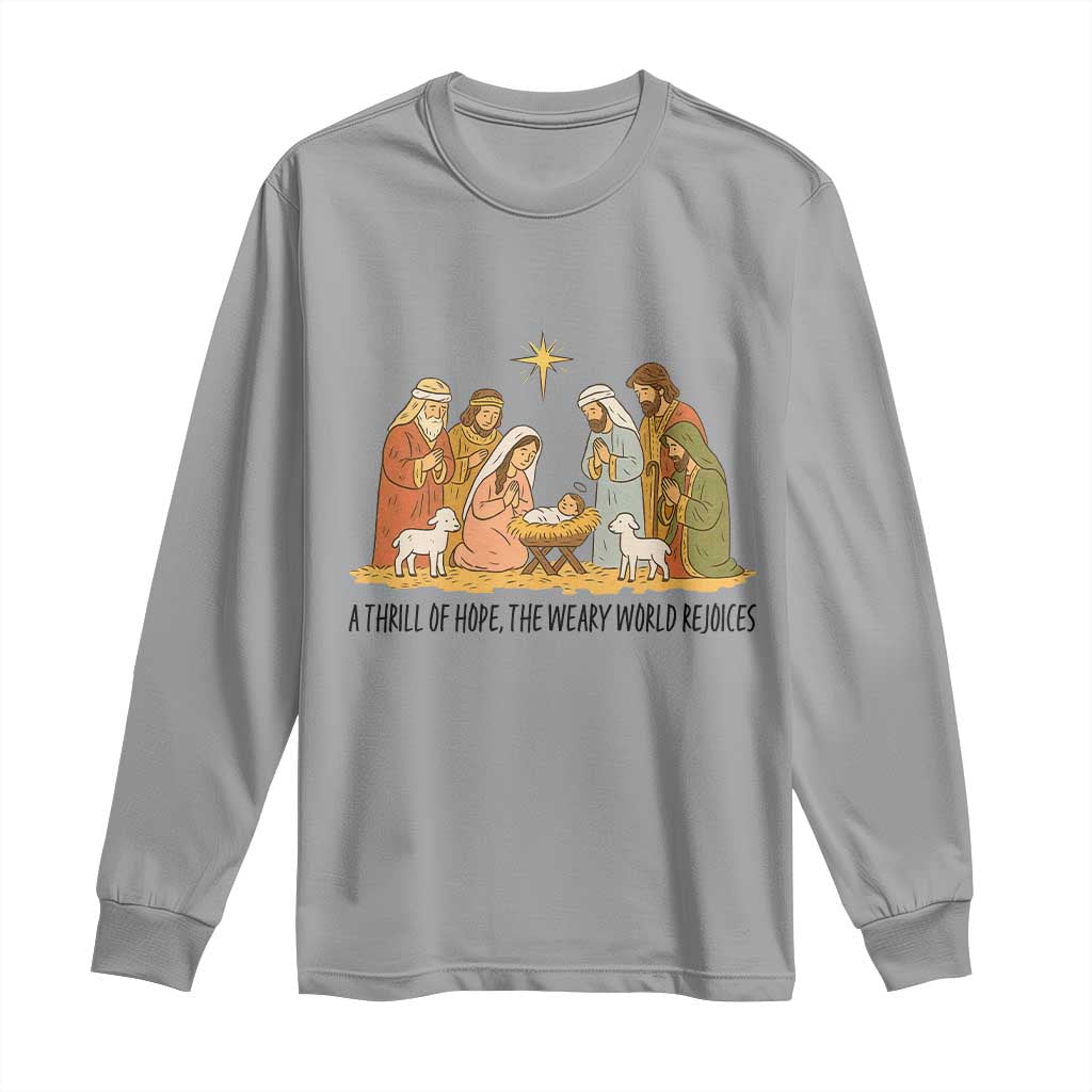 Nativity Scene Christmas Long Sleeve Shirt Baby Jesus Christian Faith TS14 Sport Gray Print Your Wear