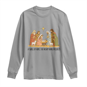 Nativity Scene Christmas Long Sleeve Shirt Baby Jesus Christian Faith TS14 Sport Gray Print Your Wear