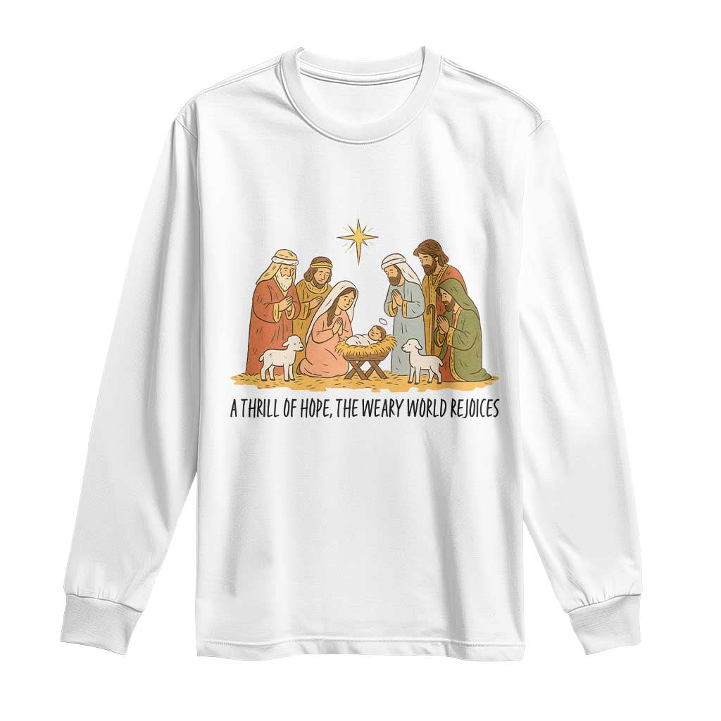Nativity Scene Christmas Long Sleeve Shirt Baby Jesus Christian Faith TS14 White Print Your Wear