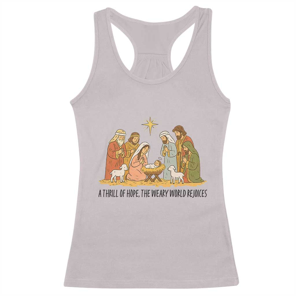 Nativity Scene Christmas Racerback Tank Top Baby Jesus Christian Faith TS14 Ice Gray Print Your Wear