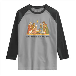 Nativity Scene Christmas Raglan Shirt Baby Jesus Christian Faith TS14 Sport Gray Black Print Your Wear