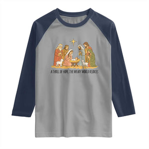 Nativity Scene Christmas Raglan Shirt Baby Jesus Christian Faith TS14 Sport Gray Navy Print Your Wear
