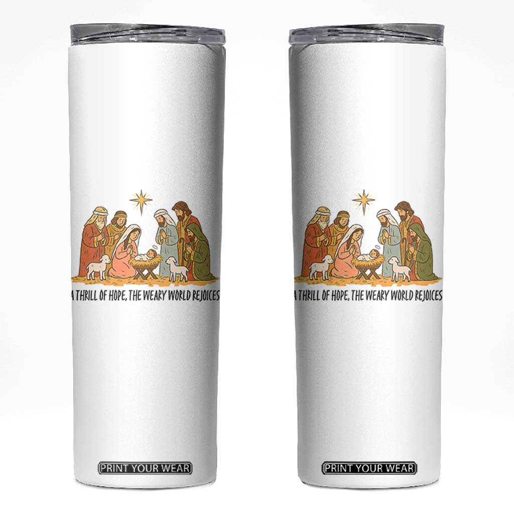 Nativity Scene Christmas Skinny Tumbler Baby Jesus Christian Faith TS14 White Print Your Wear
