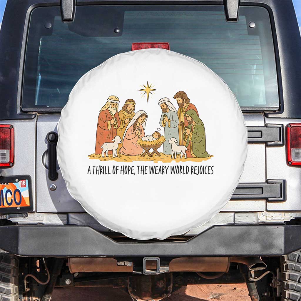 Nativity Scene Christmas Spare Tire Cover Baby Jesus Christian Faith TS14 No hole White Print Your Wear