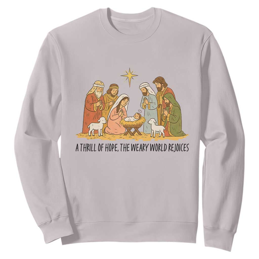 Nativity Scene Christmas Sweatshirt Baby Jesus Christian Faith TS14 Ice Gray Print Your Wear