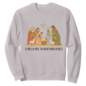 Nativity Scene Christmas Sweatshirt Baby Jesus Christian Faith TS14 Ice Gray Print Your Wear