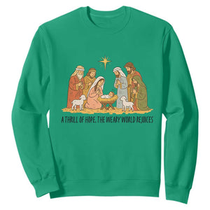 Nativity Scene Christmas Sweatshirt Baby Jesus Christian Faith TS14 Irish Green Print Your Wear