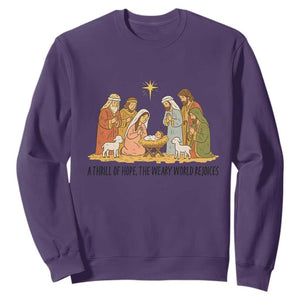 Nativity Scene Christmas Sweatshirt Baby Jesus Christian Faith TS14 Purple Print Your Wear